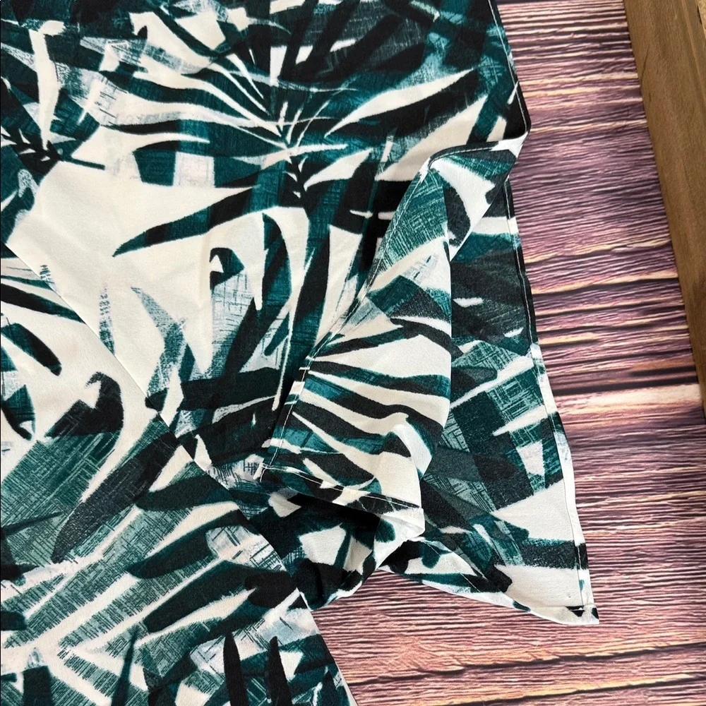 Banana Republic Tropical Palm Leaf Print Kimono Top Wide‎ Slit Sleeve Blouse